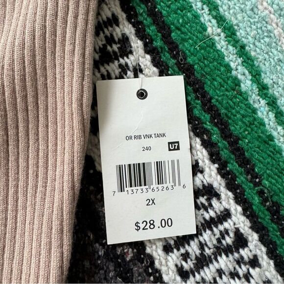 Ophelia Roe Tan Ribbed V Neck Tank NWT - Picture 3 of 6